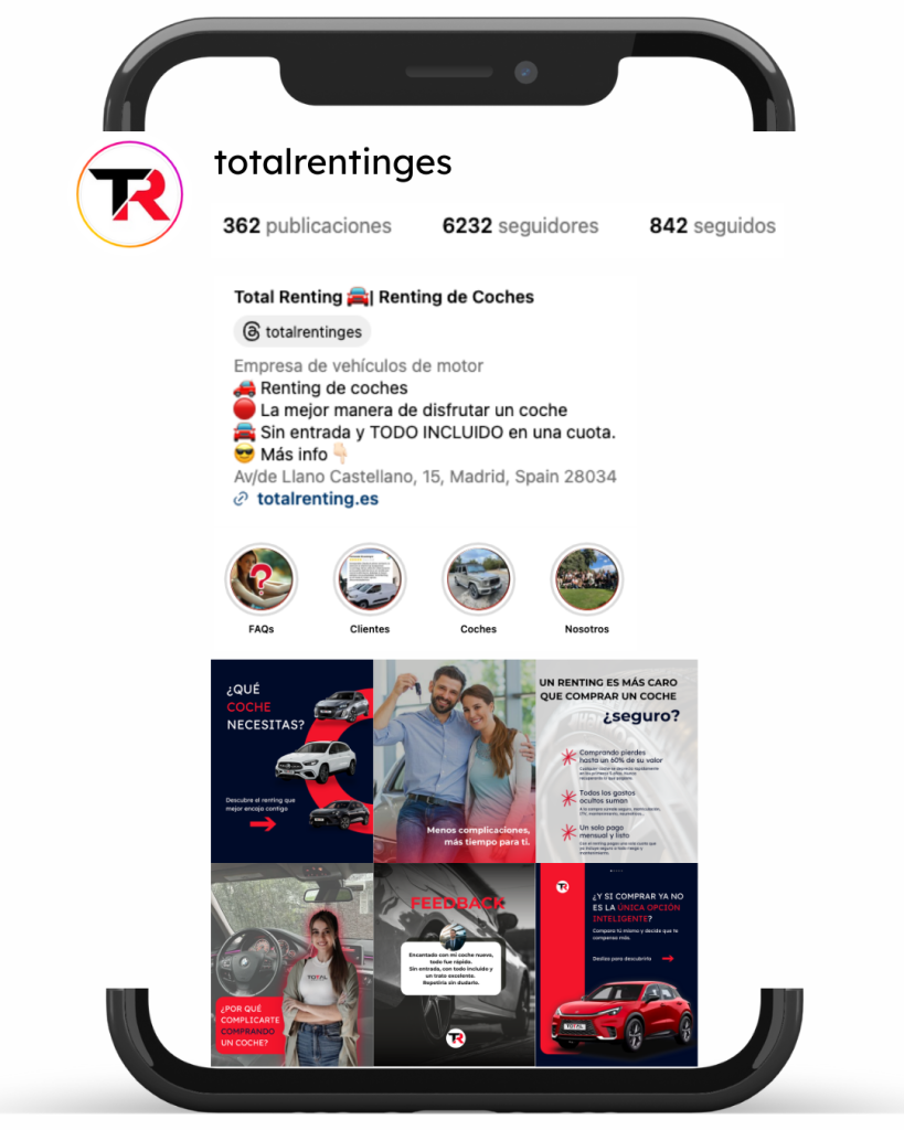 Propuesta de contenidos Instagram de Total Renting - Soylydiamolero